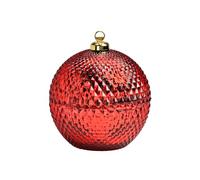 Dekohelden24 Elegante bola de cristal, caja de pastelería, recipiente de cristal, recipiente para bolas de árbol, recipiente decorativo, recipiente de cristal como bola de Navidad con corona dorada de