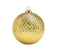 Dekohelden24 Elegante bola de cristal, caja de pastelería, recipiente de cristal, recipiente para bolas de árbol, recipiente decorativo, recipiente de cristal como bola de Navidad con corona dorada de