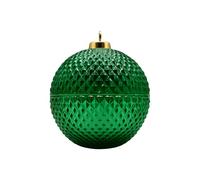 Dekohelden24 Elegante bola de cristal, caja de pastelería, recipiente de cristal, recipiente para bolas de árbol, recipiente decorativo, recipiente de cristal como bola de Navidad con corona dorada de