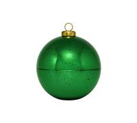 Dekohelden24 Elegante bola de cristal, caja de pastelería, recipiente de cristal, recipiente para bolas de árbol, recipiente decorativo, recipiente de cristal como bola de Navidad con corona dorada de