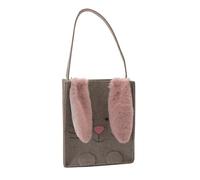 Dekohelden24 Fieltro/Bolsa de Regalo Color Beige con Orejas de Conejo Rosa, tamaño L/B/H: Aprox. 9 x 20 x 23 cm, Filztasche