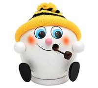 Dekohelden24 Figura de Bola de Nieve con Gorro de Punto Negro/Amarillo