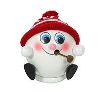 Dekohelden24 Figura de Bola de Nieve con Gorro de Punto Rojo/Blanco