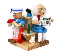 Dekohelden24 Figura de Madera para Incienso de Abuela y Abuelo en Chimenea, Dimensiones Aprox. 13 x 12 x 16 cm.
