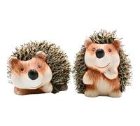 Dekohelden24 Figura Decorativa de Erizo de cerámica, Erizo de jardín, Erizo Decorativo con Pelaje en Juego de 2 Unidades, tamaño Aprox. 15 x 8 x 8 cm.