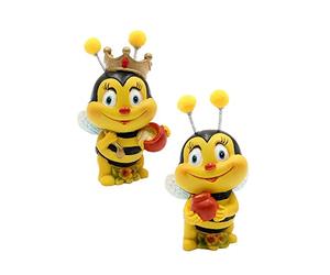 Dekohelden24 Figura Decorativa de Pareja de Abejas con Maceta de Miel, Juego de 2, decoración de jardín, poliresina, tamaño: 5 x 5 x 5 x 9 cm Aprox
