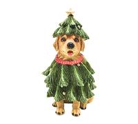 Dekohelden24 Figura Decorativa de Perro, Figura de Navidad, fregona Decorativa, Estatua de Animales, Golden Retriever con Aspecto de árbol de Abeto y Punta de árbol de Abeto de cerámica, en Verde, 13