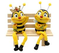 Dekohelden24 Figura Decorativa de polirresina, diseño de Pareja de Abejas con Flor, 2 Unidades, tamaño: 6 x 5 x 18 cm Aprox