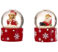 Dekohelden24 Hermoso Set de 2 Mini Globos de Nieve con Papá Noel y Osito, tamaño Aprox. Ø 3,5 cm
