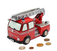 Dekohelden24 Hucha como Bomberos de Poli - Sparauto - Hucha en Rojo con Cierre de Goma, tamaño: 15 x 7 x 10 cm Aprox