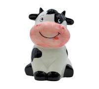 Dekohelden24 Hucha con forma de vaca, hucha decorativa de cerámica en blanco y negro, 11 x 12 x 16 cm