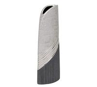 Dekohelden24 Jarrón de cerámica de diseño Moderno en Color Gris Plateado, Alto, 34 cm