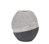 Dekohelden24 Jarrón de cerámica en Color Gris Plateado, Ovalado, Gris Plateado, 16 cm