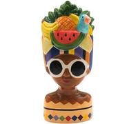 Dekohelden24 Jarrón de Flores, jarrón Decorativo, florero de Mesa, jarrón Facial, Maceta Mujer con Gafas de Sol y Fruta, Maceta Decorativa de cerámica, en Colorido, tamaño: 10 x 10 x 20 cm.