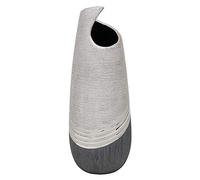 Dekohelden24 Jarrón Decorativo Moderno de cerámica con Forma de Onda en Color Gris Plateado, 32 cm