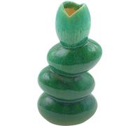 Dekohelden24 Jarrón Ovalado Abstracto - Florero de Porcelana Verde Hecho a Mano - Diseño mediterráneo 9 x 13 x 28 cm