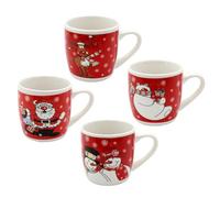 Dekohelden24 Juego de 4 tazas de Navidad para niños con motivos navideños de cerámica, tamaño: 8 x 8 cm, capacidad aprox. 200 ml, apto para lavavajillas