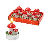 Dekohelden24 Juego de 6 velas de hongos de la suerte de vela, 3 x 4 x 3 cm, 3 cm