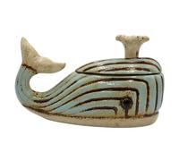 Dekohelden24 Lata de cerámica con tapa como ballena, caja de almacenamiento, tamaño: 10 x 25 x 15 cm aprox