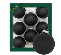 Dekohelden24 Lauschaer - Adornos para árbol de Navidad (8 Unidades, 7 cm de diámetro), Color Negro Mate
