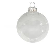 Dekohelden24 Lauschaer Adornos para árbol de Navidad de Lauscha, bolas de Navidad transparentes Lauscha, juego de 4 bolas para manualidades, transparentes, 8 cm, con corona plateada + 50 ganchos