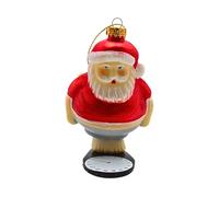 Dekohelden24 Lauschaer - Bola de Navidad Lauscha, Bola de Cristal de Santa Claus, Colgante de Cristal de Papá Noel sobre balanza en Rojo, de Lauscha, 7 x 5 x 10 cm.