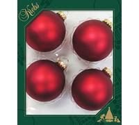 Dekohelden24 Lauschaer - Bolas para árbol de Navidad (4 Unidades, 8 cm, con Corona Dorada y 50 Ganchos rápidos) en Color Dorado.