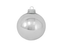 Dekohelden24 Lauschaer - Bolas para árbol de Navidad de Lauscha, bolas de Navidad de plata Lauscha, juego de 4 bolas de plata brillante, 8 cm, con corona plateada.