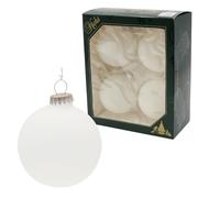 Dekohelden24 Lauschaer - Bolas para árbol de Navidad (heladas, 4 Unidades, 8 cm, con Coronas Plateadas + 50 Ganchos rápidos en Plata), Color Plateado