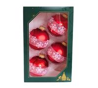 Dekohelden24 Lauschaer - Juego de 4 Bolas para árbol de Navidad (7 cm, con Corona Dorada), diseño de Cristal de Nieve