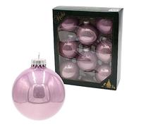 Dekohelden24 Lauschaer-Juego de 8 Bolas para árbol de Navidad, Color Lila Brillante, con Corona de Plata, tamaño diámetro Aprox. 7 cm, 6,7 cm