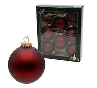 Dekohelden24 Lauschaer - Juego de 8 bolas para árbol de Navidad, color rojo oscuro, con coronas doradas, diámetro aprox. 7 cm