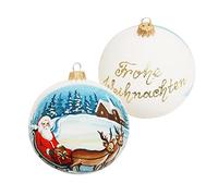 Dekohelden24 Lauschaer KGL11171 - Bola de Cristal con diseño de Papá Noel en Trineo y Texto soplado a Mano, tamaño Aprox. 10 cm de diámetro