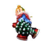 Dekohelden24 Lauschaer Lauscha - Bola de Navidad para árbol de Navidad, Bolas de Cristal, 8 x 6 x 12 cm.