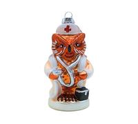 Dekohelden24 Lauschaer Lauscha - Bolas de Navidad para árbol de Navidad, Bolas de Cristal, búho, Colgante de Cristal, diseño de búho, Color Blanco, 5 x 4 x 11 cm (Largo x Ancho x Alto).