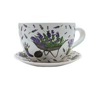 Dekohelden24 Maceta, Maceta, macetero, macetero, macetero, macetero, macetero, macetero con asa de cerámica, diseño de Lavanda, 25 x 23 x 14 cm (Largo x Ancho x Alto).