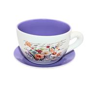 Dekohelden24 Maceta, Maceta, macetero, macetero, macetero, macetero, macetero, macetero con asa de cerámica, diseño de Lirios, 20 x 15 x 12 cm (Largo x Ancho x Alto).