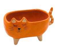 Dekohelden24 Macetero - Macetero de cerámica, diseño de Gato en Rosa, Dimensiones (Largo x Ancho x Alto): 16 x 8,5 x 10 cm Aprox