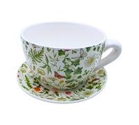 Dekohelden24 Macetero, macetero, macetero, macetero, macetero, macetero, macetero, macetero con asa de cerámica, diseño magerita, 25 x 23 x 14 cm (largo x ancho x alto).