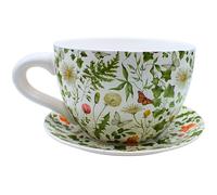 Dekohelden24 Macetero XXL con asa de cerámica, 34 x 28 x 16 cm.