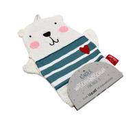 Dekohelden24 Manopla de baño Infantil con Lazo, diseño de Oso, 100% algodón, tamaño Alto/Ancho Aprox. 24 x 19 cm, marrón, 24 cm