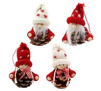 ***Dekohelden24 - Muñeca de Madera para árbol de Navidad, Colgante en Juego de 4 Unidades, tamaño de Cada Figura Aprox. 7,5 x 7,5 x 10 cm.