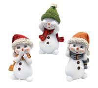 Dekohelden24 Niños de Nieve - Nada Escuchar, Ver, Decir - con Gorro y Bufanda en Naranja, Verde y Rojo, como Juego de 3 Unidades, 6,3 x 5 x 10,5 cm (Largo x Ancho x Alto)