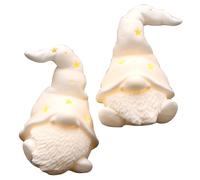 Dekohelden24 Porcelana LED Gnom - Gnomo con Gorro en Color Blanco como Juego de 2 Unidades, Dimensiones de Cada Figura 8,5 x 8,7 x 11 cm (Largo x Ancho x Alto)