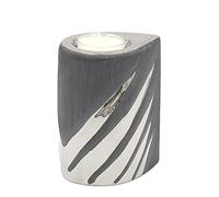 Dekohelden24 Portavelas de cerámica de diseño Moderno y Decorativo, en Color Gris Plateado, Dimensiones (Largo x Ancho x Alto) Aprox. 7 x 9 x 11 cm, 213311, portavelas de 11 cm