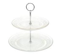 Dekohelden24 Soporte de cristal de dos pisos, de 25 x 25 cm, color plateado