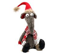 Dekohelden24 Soporte decorativo para puerta de ratón, con piel, tamaño aprox. 22 x 28 x 67 cm, gorro rojo, 67 cm