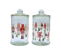 Dekohelden24 Tarro aromático, recipiente de cristal con diseño de cascanueces de cristal, 15 x 8 cm, capacidad de 300 ml por vaso, contenido: 2 tarros.