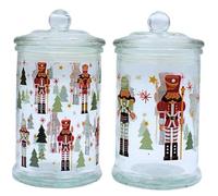 Dekohelden24 Tarro aromático, recipiente de cristal con diseño de cascanueces de cristal, 19 x 10 cm, capacidad de 600 ml por vaso, contenido del envío: 2 tarros de almacenamiento.