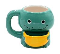 Dekohelden24 Taza de café con compartimento para galletas de cerámica, tamaño Dino: aprox. H/diámetro: 10 x 7 cm, capacidad: 300 ml, turquesa, 10 cm